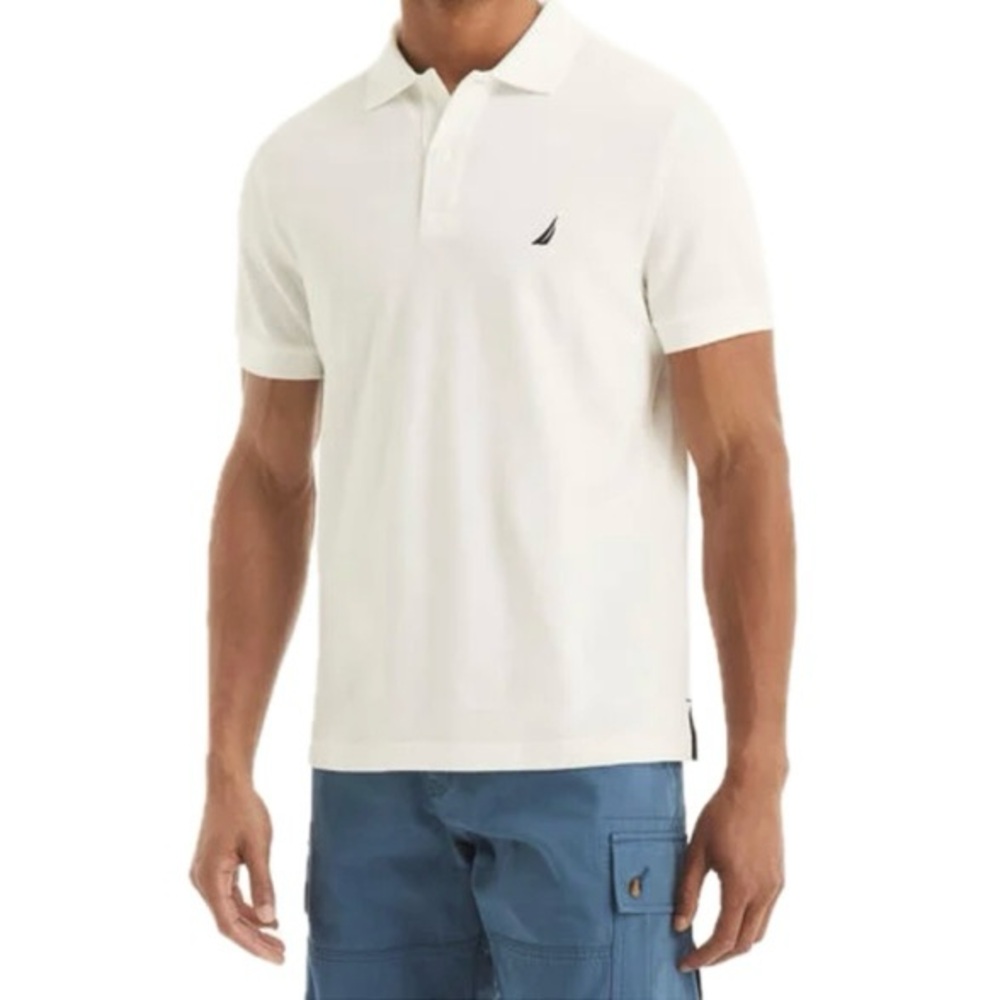 Nautica Men’s Slim Fit Polo Shirt White 100% Cotton NWT